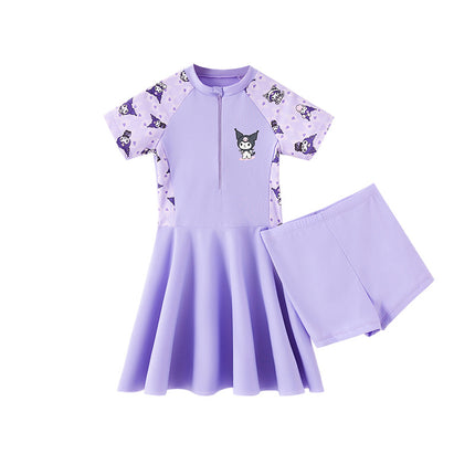 New Cartoon Printed Girls' Swimwear Body Skirt Split Pants for Big Kids and Baby Swimwear Kulomi Swimsuit