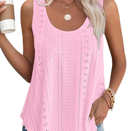 Amazon Independent Station European and American Foreign Trade Cross-border Women's Summer Crewneck Vest T-shirt American Size Needle-eye Sleeveless Top