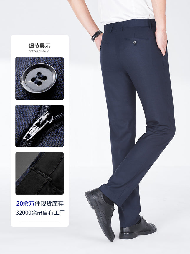 Men's Trousers, Men's Navy Blue Bird's Eye Wool Casual Trousers, Suit Trousers, Trousers, Ready-Made Bank Work Clothes