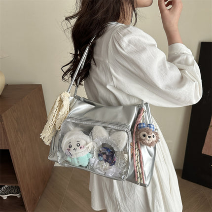 New Cartoon Transparent Pain Bag, Cute Large-Capacity Tote Bag, Fashionable Women's Shoulder Bag, Class Mouse School Bag