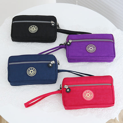 2025 New Three-Zipper Women's Bag Multifunctional Portable Coin Purse Mobile Phone Bag Middle-Aged Fashion Simple Women's Bag