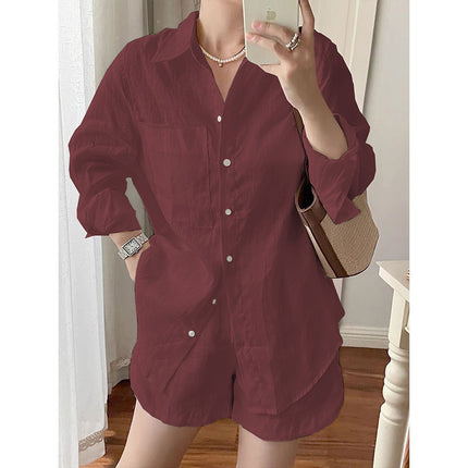 Single Piece/Complete Set 2025 Southeast Asia New Suit Cotton and Linen Shirt Shorts Casual Two-Piece Set Wholesale