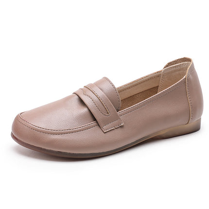 Mom's Shoes for Middle-Aged Women 2026 New Style Non-Slip Comfortable Spring and Autumn Flat Shoes for Middle-Aged and Elderly People Soft-Soled Leather Shoes