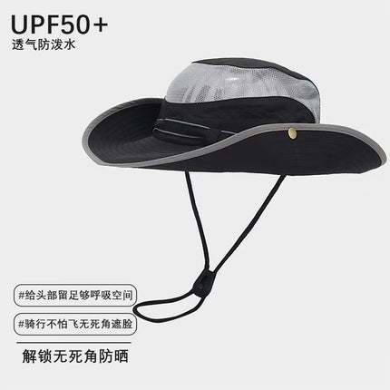 Summer Mesh Breathable Sun Protection Hat for Men and Women Outdoor Hiking Fishing Camping Style Mountaineering Hat Large Brim Western Cowboy Hat