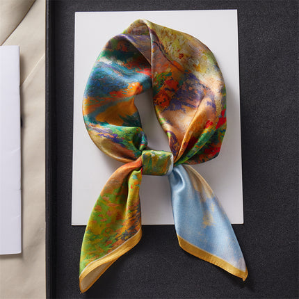 100% Mulberry Silk Silk Scarf 65x 65 Medium Square Scarf Women's Spring and Autumn Matching Shirt Neck Protection Scarf Decorative Thin