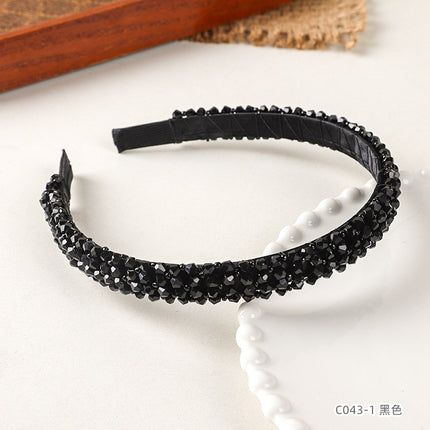 New Style Chanel Style Hair Hoop Women's High-end Sense Four-row Crystal Hair Accessories Sweet Girl's Presswith Hair Stamp Handmade Beaded Headband