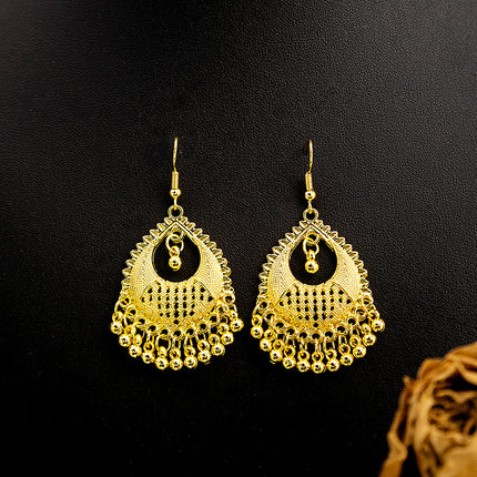 Ethnic Style Peacock Earrings for Women Gold Bell Tassel Earrings Bohemian Leaf Pendant Scenic Spot Earrings Wholesale
