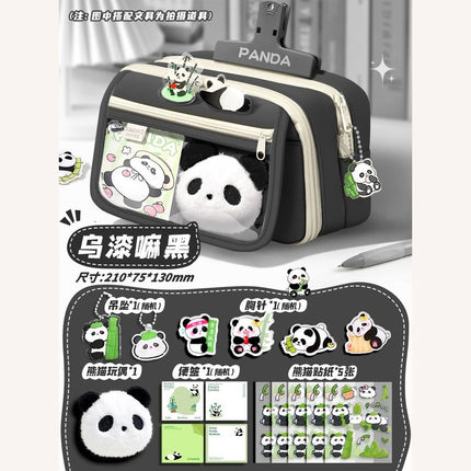 Large-Capacity Panda Pencil Bag High-Value Stationery Bag 2025 Girls New Multi-Functional Stationery Box Set Junior High School Students
