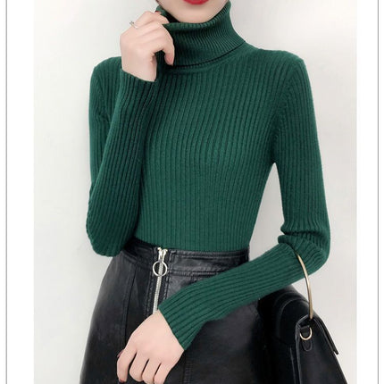 Factory direct turtleneck sweater women's autumn and winter all-match inner slim fit slim top black fashion knitted base shirt