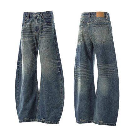 American Retro Nostalgic Straight-Leg Jeans for Men and Women, New Summer Loose Slimming Drape Floor-Length Wide-Leg Pants