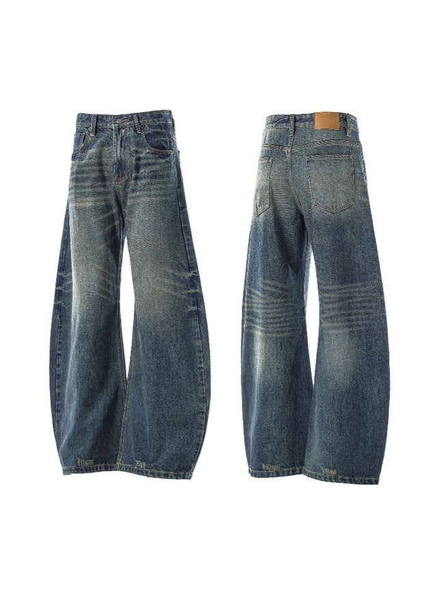 American Retro Nostalgic Straight-Leg Jeans for Men and Women, New Summer Loose Slimming Drape Floor-Length Wide-Leg Pants