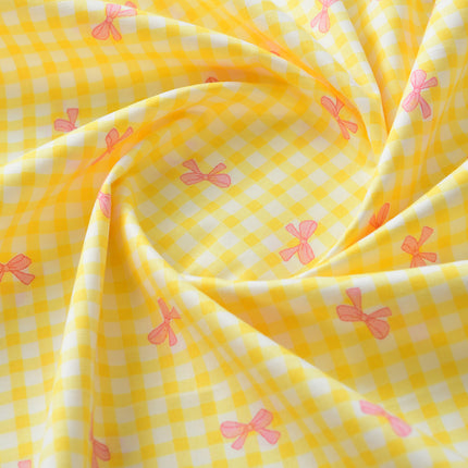 40 Count Pure Cotton Twill Fabric Handmade DIY Clothing Bedding Fabric Cotton Dopamine Color Plaid Bow