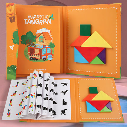 Colorful Wooden Magnetic Tangram Teaching Aids Kidsren's Educational Early Education Toys Development Puzzles Magnetic Puzzle Fun