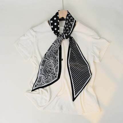 2025 European and American-style Beveled Silk Scarf Cross-border Silk Cashew Dot Long High-end Ribbon Scarf Women's Belt