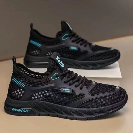 2025 Men's Shoes Summer New Hollow Breathable Casual All-match Mesh Shoes Soft Sole Wear-resistant Running Mesh Sports Trendy Shoes