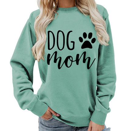 Dog mom printed round neck women's jacket vests foreign trade supply autumn and winter coat casual loose European code cross-border