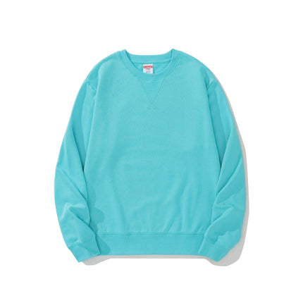 380g Heavyweight Pure Cotton Terry Sweatshirt Men's Sweatshirt American Retro Solid Color Long-Sleeve Crew Neck Unisex Customizable