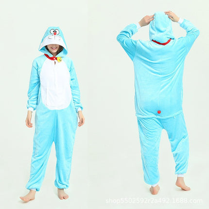 Mixed batch autumn and winter flannel cartoon one-piece pajamas home performance clothes toilet version adult home clothes pajamas