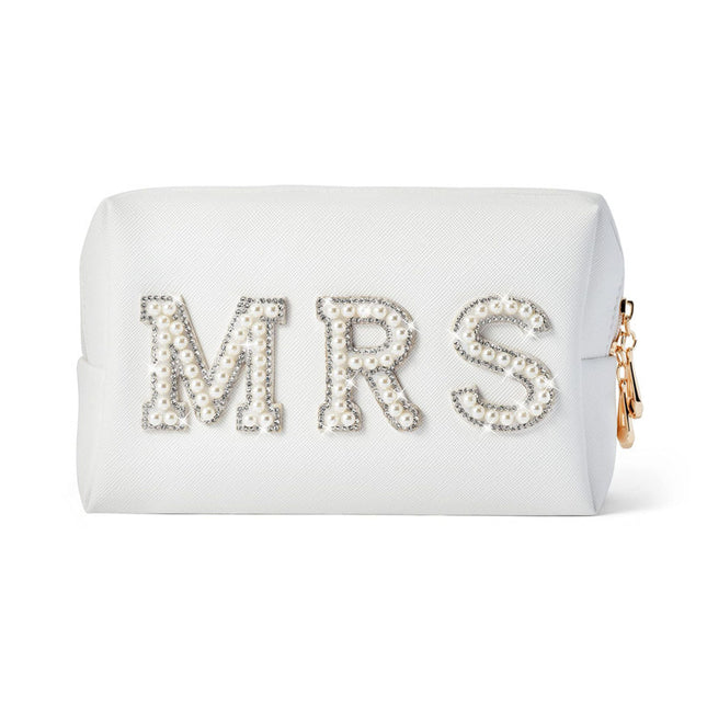 Cross-Border Exclusive Pearl Letter Cosmetic Bag Bridal Wedding Mrs/Bride Makeup Storage Bag Amazon Bestseller