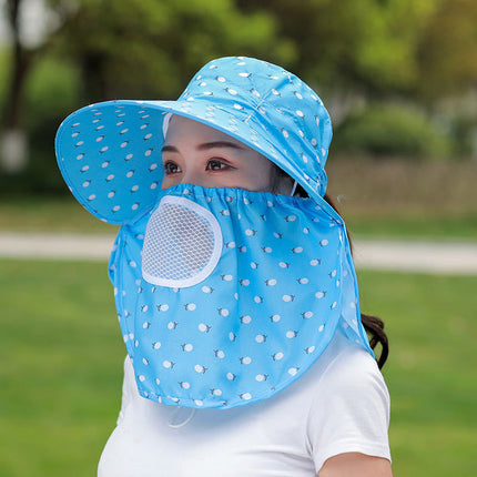 Summer Sunscreen Hat Children's Mask Sunshade Sun Hat Big Riding All-match Cool Hat Anti-ultraviolet Tea Picking Bike Face Covering