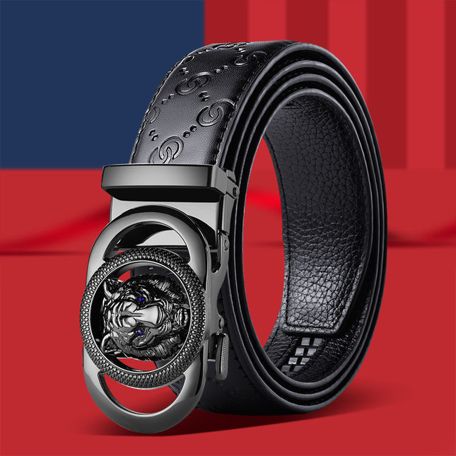 Men's Explosive Leather Belt High-grade Dragon Tiger Head Automatic Buckle Business Casual Joker Fashion Trend Belt Factory Outlet