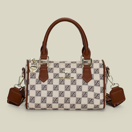 Cross-Border Women's Bag 2025 New Retro Printed Boston Handbag Trendyy Bag Versatile Shoulder Pillow Bag