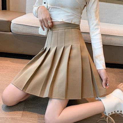 Dark Gray Woolen Pleated Skirt Short Skirt for Women Autumn and Winter 2026 New High-Waisted Slimming Look Preppy Jk Half-Length A-Line Skirt