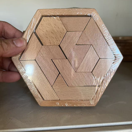 Wooden hexagon intelligence geometric puzzle cellular jigsaw puzzle honeycomb puzzle kindergarten baby toy