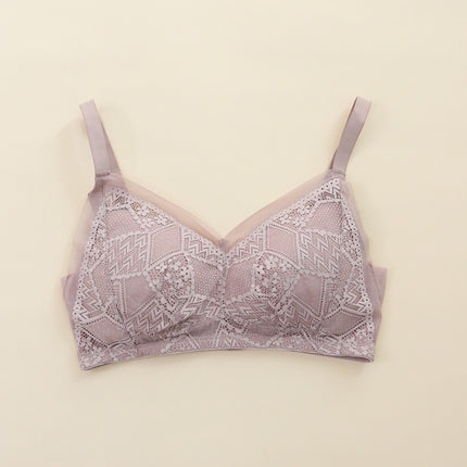 Fruit Love Silk plus size Underwear Without Steel Ring Mulberry Silk Sexy Lace Ultra-thin Women's Big Chest Small Bra