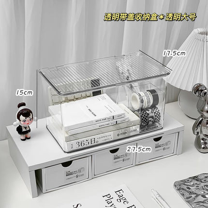 Acrylic Storage Box with Lid for Desktop, Desk Organizer for Cosmetics, Jewelry, and Miscellaneous Items, Multifunctional Storage Basket