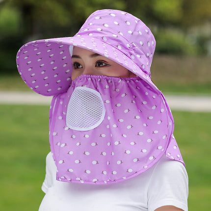 Summer Sunscreen Hat Children's Mask Sunshade Sun Hat Big Riding All-match Cool Hat Anti-ultraviolet Tea Picking Bike Face Covering