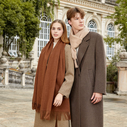 Wool Scarf Shawl High-End Versatile Cashmere Scarf Women's Autumn and Winter Thickened Couple Style Solid Color Scarf Wholesale