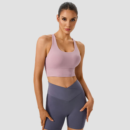 New Yoga Bra for Women, Cross-Back Yoga Bra, Nude, Comfortable, High-Strength Shock-Proof Sports Fitness Top