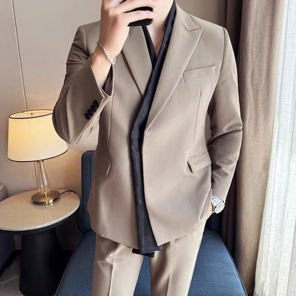 New Fashionable Suit suit Removable Fake Two-piece Design Korean Yuppie Show Style Suit Two-piece Set