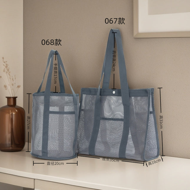 Large Capacity Portable Travel Storage Bag Portable Bath Bag Polyester Beach Bag Mesh Multi-Pocket Swimming Bag Cross-Border