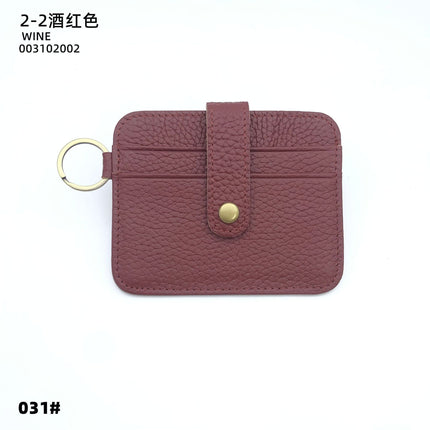 Vintage Oil Wax Leather Buckle Genuine Leather Card Holder Men's Multifunctional Cowhide Women's Coin Purse with Key Ring Driver's License Holder