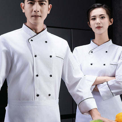 High-grade polyester cotton French chef overalls long sleeve autumn and winter baking pastry chef kitchen catering men's and women's kitchen uniform