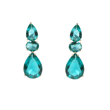 2022 summer Qingxin Lake green water drop pendant-shaped earrings female s925 silver needle light luxury style earrings wholesale
