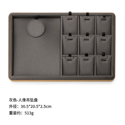 Counter Leather Jewelry Tray High-End Jade Pendant Tray Ring Storage Tray Jewelry Display Stand Live Broadcast Props