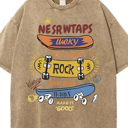 American High Street Fashion Brand Short-Sleeved T-Shirt Men's Summer Retro Trendy Casual Washed Distressed Half-Sleeved Niche Handsome T-Shirt