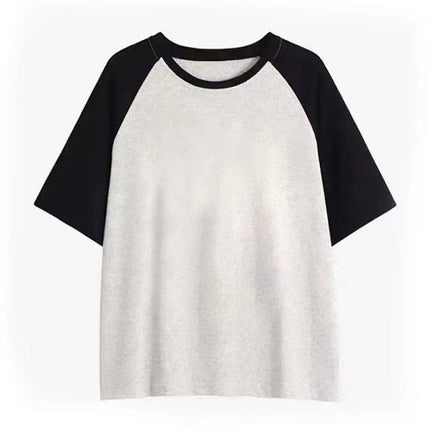 Cross-Border Supply Manufacturer Direct Sales T-Shirt Custom Round Neck Loose Raglan Short-Sleeved T-Shirt Light Board Blank Board Summer Girls