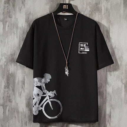 Short-Sleeved Men's Thin Simple 2024 T-Shirt New Loose Round Neck Summer Ins Trendy Hong Kong Style Student Male Street Stall Wholesale