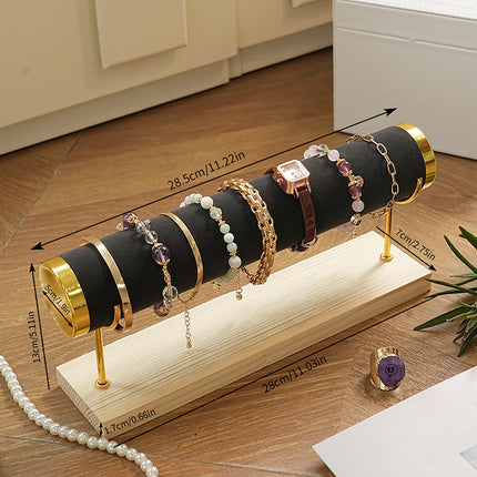 Golden Three-layer Jewelry Display Rack Bracelet Rack Iron Jewelry Props Stepped Wooden Base Bracelet Stand Stall