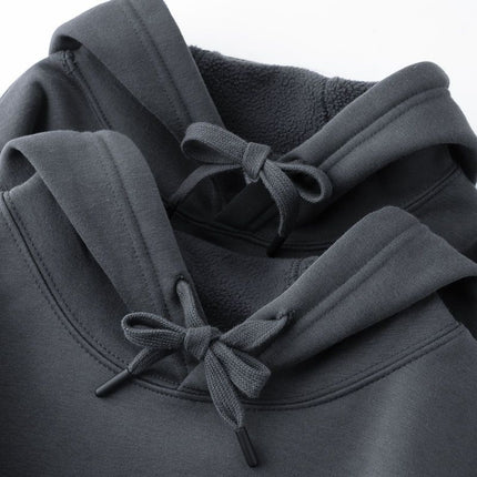 Red Tiger Year Wei Yi 500g plus velvet night gray hooded Wei Yi simple solid color sports hoodie men's and women's coat