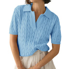 light blue short-sleeved sweater / S
