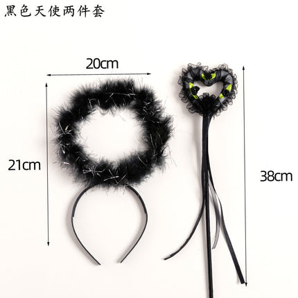 Halloween dress up angel wings props accessories Angel stick Angel headband head ring fairy stick Devil set 61