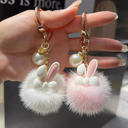 Korean Dopamine Influencer Cute Bunny Tiktok Doll Bag Plush Keychain Pendant Hairball