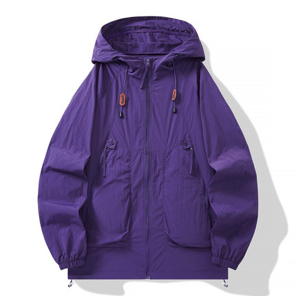 New Sunscreen Clothing Men's and Women's Couple Hooded Sunscreen Clothing Trendy Thin Outdoor Sports Waterproof Tooling Sunscreen Jacket