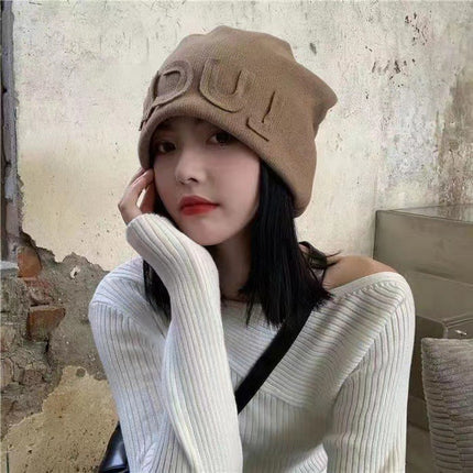 Autumn and Winter Versatile Face-Slimming Plush Hat, Warm Postpartum Hat, Slouchy Beanie, Unisex Hat, Fashionable Trendy Cold Hat