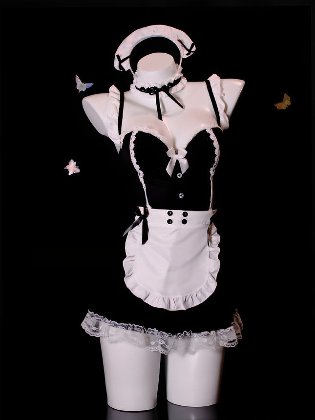 Sexy Nightgown with Breast Pads, Maid Cos Outfit, Lace Intimates, Sexy Temptation, Pure Lust Style Nightgown, High-End Qqny